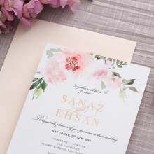 Floral Triplex Invitation with Gold Foil - Wedding Invitations - WP306GG - 183802