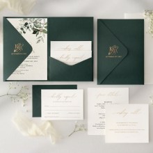 Forest Green Vertical Pocket - Wedding Invitations - PCK-VT-GN-14 - 189467