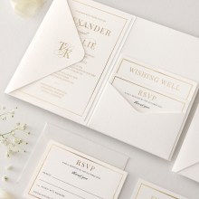 Minimalist Vertical Pocket - Wedding Invitations - PCK-VT-WH - 189138