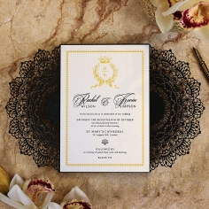 Black Doily Elegance Invite Card Design
