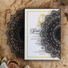 Black Doily Elegance Invitation Card Design