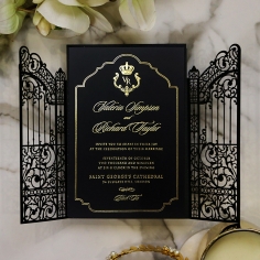 Black Victorian Gates with Foil Invitation