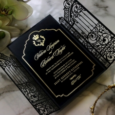 Black Victorian Gates with Foil Invitation Card