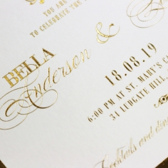 Gold Foil Baroque Gates Wedding Card Design