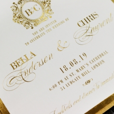 Gold Foil Baroque Gates Wedding Invite Card Design