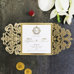 Gold Foil Baroque Gates Wedding Invitation Card Design