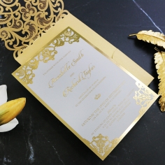 Golden Baroque Pocket with Foil Invite Card Design