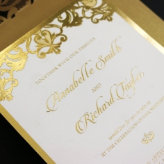 Golden Baroque Pocket with Foil Wedding Card
