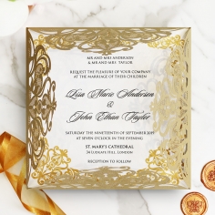 Golden Divine Damask Wedding Invitation Card Design