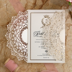Ivory Doily Elegance with Foil Wedding Card