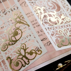 Ivory Victorian Gates Wedding Card Design