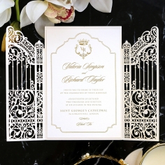Ivory Victorian Gates with Foil Wedding Invite Card