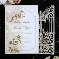 Ivory Victorian Gates with Foil Invite Card Design