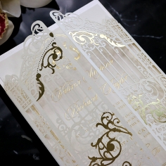 Ivory Victorian Gates with Foil Invitation Design
