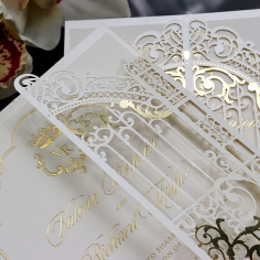 Ivory Victorian Gates with Foil Wedding Card
