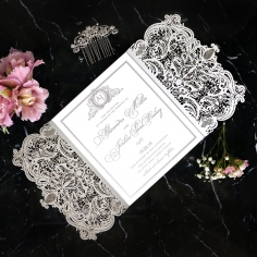 Royal Lace with Foil Wedding Invitation