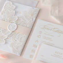Foil Stamped Floral Laser Cut Elegance - Wedding Invitations - BH1680-F - 184164