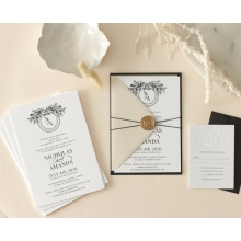 Ebony Foiled Wreath - Wedding Invitations - WP-CU550-B-01 - 184328