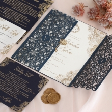 Navy Imperial Glamour - Wedding Invitations - PWI116022-NV-WH - 185218