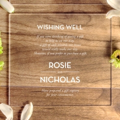 Clear Chic Charm Acrylic gift registry wedding invite card