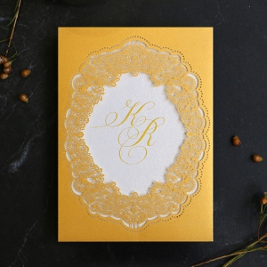 Charming Lace Frame Wedding Invite Card Design