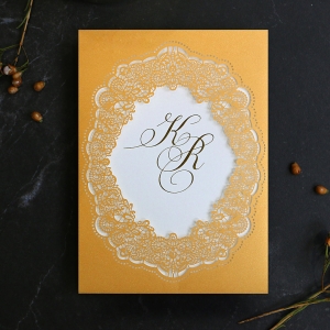 Charming Lace Frame with Foil Invite Design