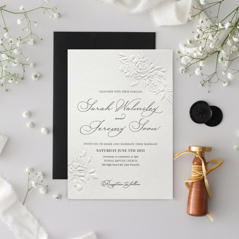 Embossed Rose Floral - Wedding Invitations - IC330-PLP-B-01-8139 - 189430