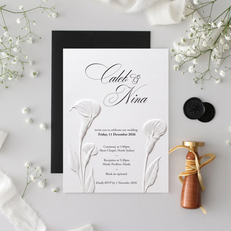 3D Embossed Lily - Wedding Invitations - KI300-PEM-3D-01 - 189541