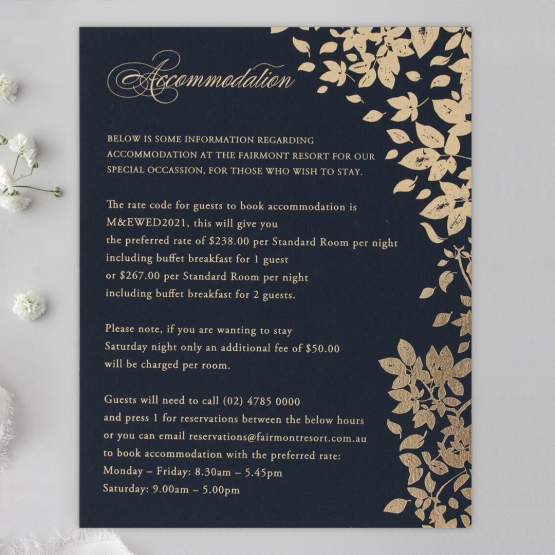 Foiled Botanicals Accommodation Card - Reception Cards - AD-KI300-PFL-GG-10 - 185735