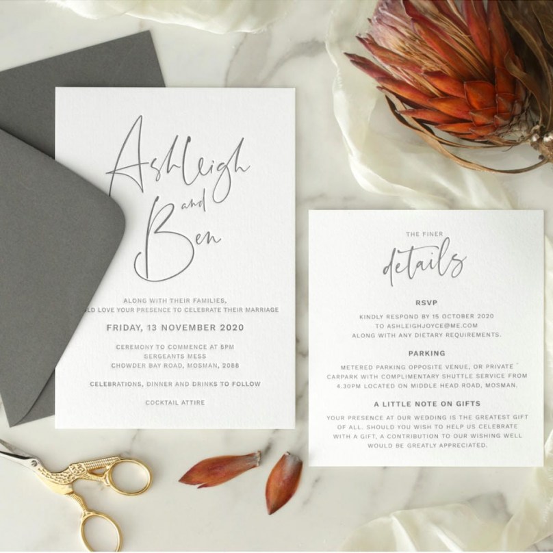 Contemporary Grey Letterpress - Wedding Invitations - IC55-LP-GR-02 - 189210