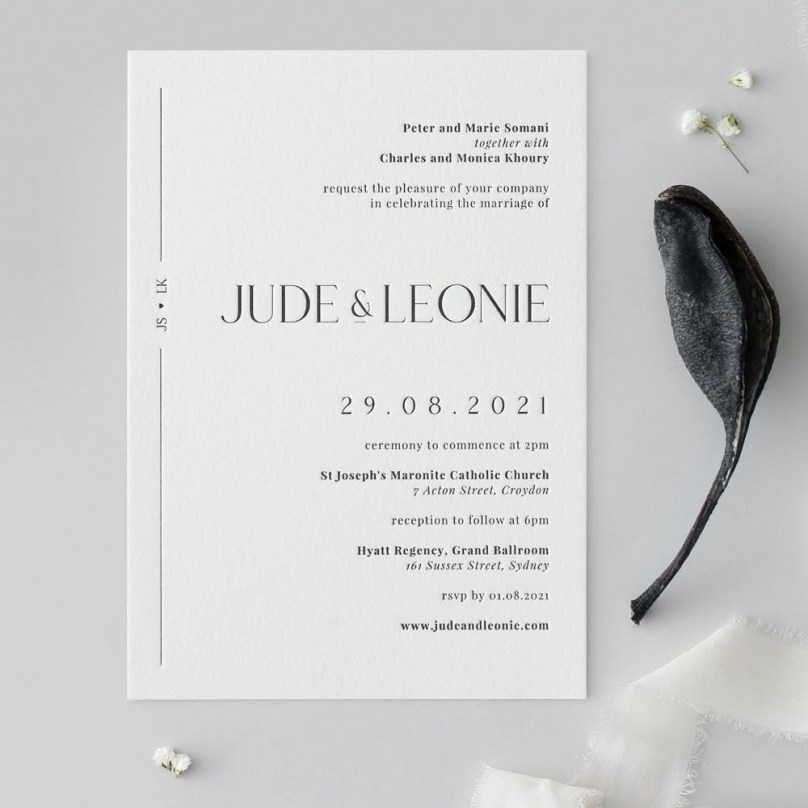 Black & White  Letterpress Suite - Wedding Invitations - IC55-LP-BL-04 - 189211