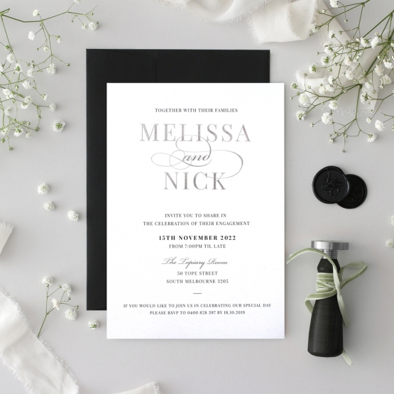 Black, White & Silver Triplex Invitation - Wedding Invitations - WP-TP01-GS-01 - 186006