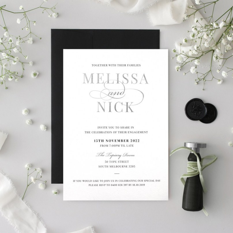 Black, White & Foil Simplicity - Wedding Invitations - KI300-GS-01 - 189254