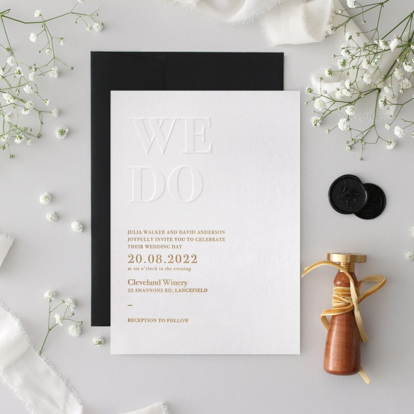 Blind Letterpressed WE DO with Foil - Wedding Invitations - WP-IC55-BLGG-01 - 189345