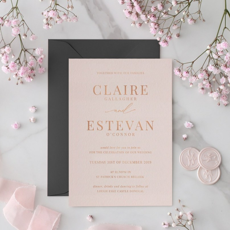 Blush Pastel Elegance with Rose Gold Foil - Wedding Invitations - CR07-RG-01 - 189327