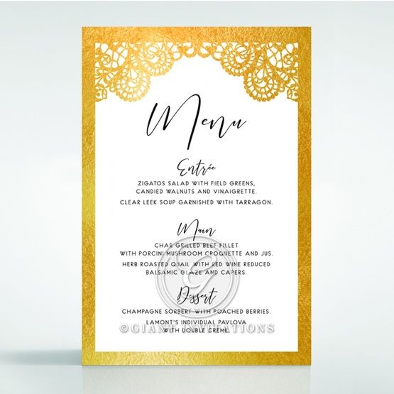 Breathtaking Baroque Foil Laser Cut menu card DM120001-KI-GG