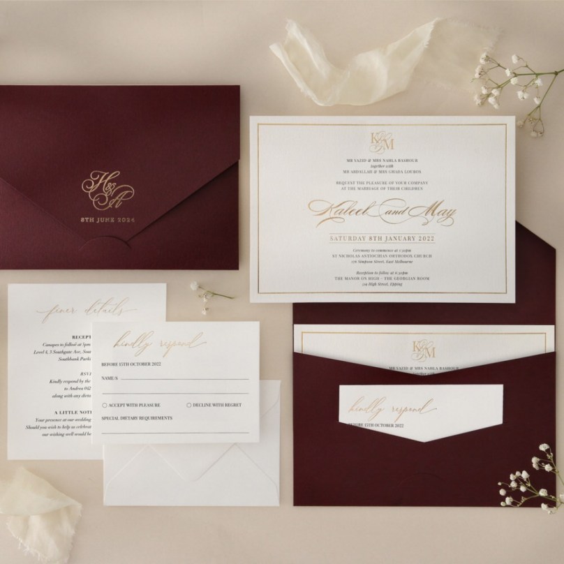 Burgundy Landscape Pocket - Wedding Invitations - PCK-LP-BG - 189343