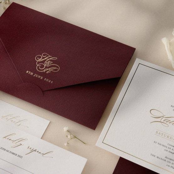 Burgundy Landscape Pocket - Wedding Invitations - PCK-LP-BG - 189029