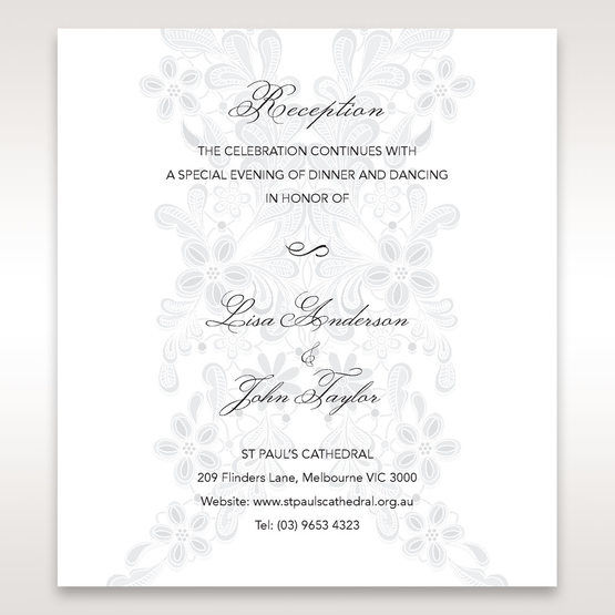 White Laser Cut Floral Wrap - Reception Cards - Wedding Stationery - 78