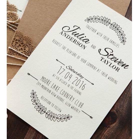 Country Lace Pocket - Wedding Invitations - PWI115086 - 185011