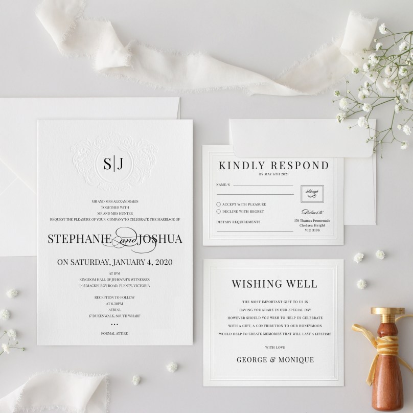 Elegant Debossed Crest - Wedding Invitations - IC330-PLP-B-03 - 189423