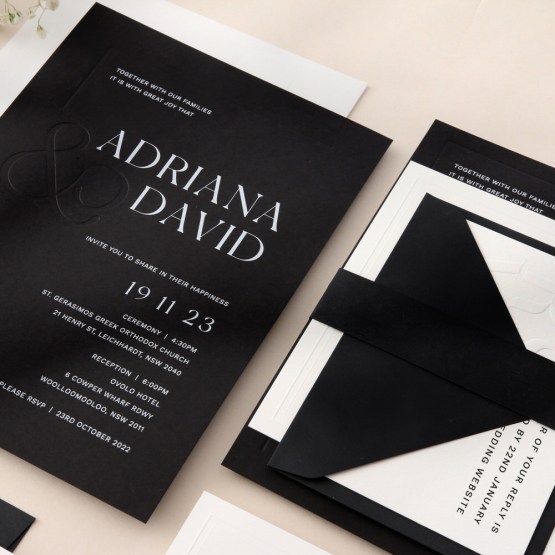 Black Letterpressed & Frame - Wedding Invitations - MB300-PLP-B-01 - 189032