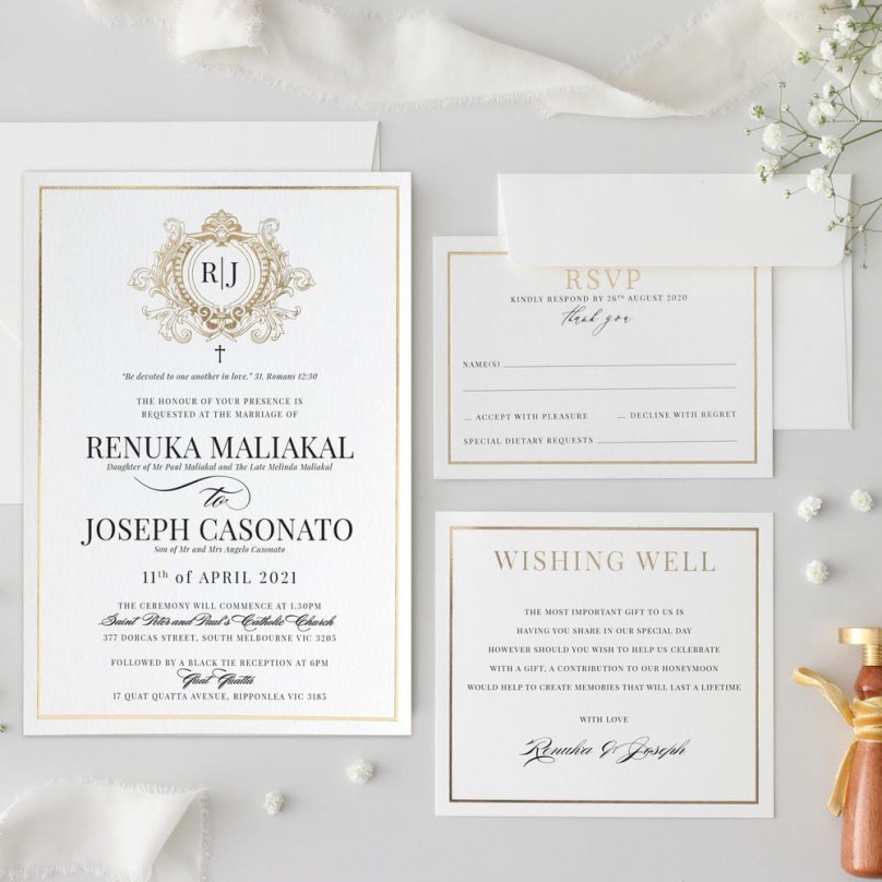 Elegant Framed Crest - Wedding Invitations - PM-KI300-PFL-GG-05 - 189226