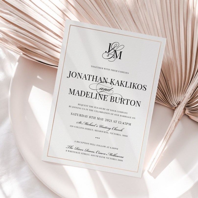 Modern Framed in Rose Gold Foil - Wedding Invitations - IC330-RG-BK-01-1 - 189310
