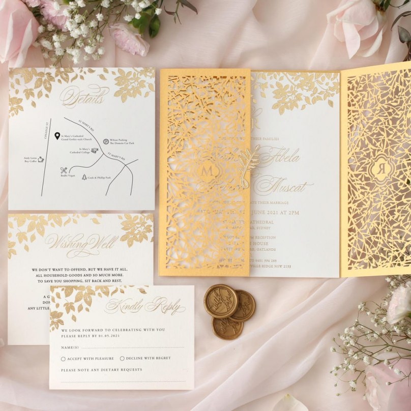 Golden Botanical Gates - Wedding Invitations - IWP19004-F - 189240