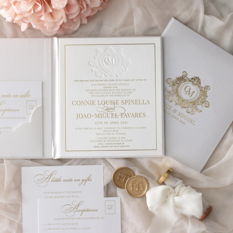 Lush Textured Ivory Hardcover - Wedding Invitations - HC-LL-IC550-GG-LP-BD-01 - 189256