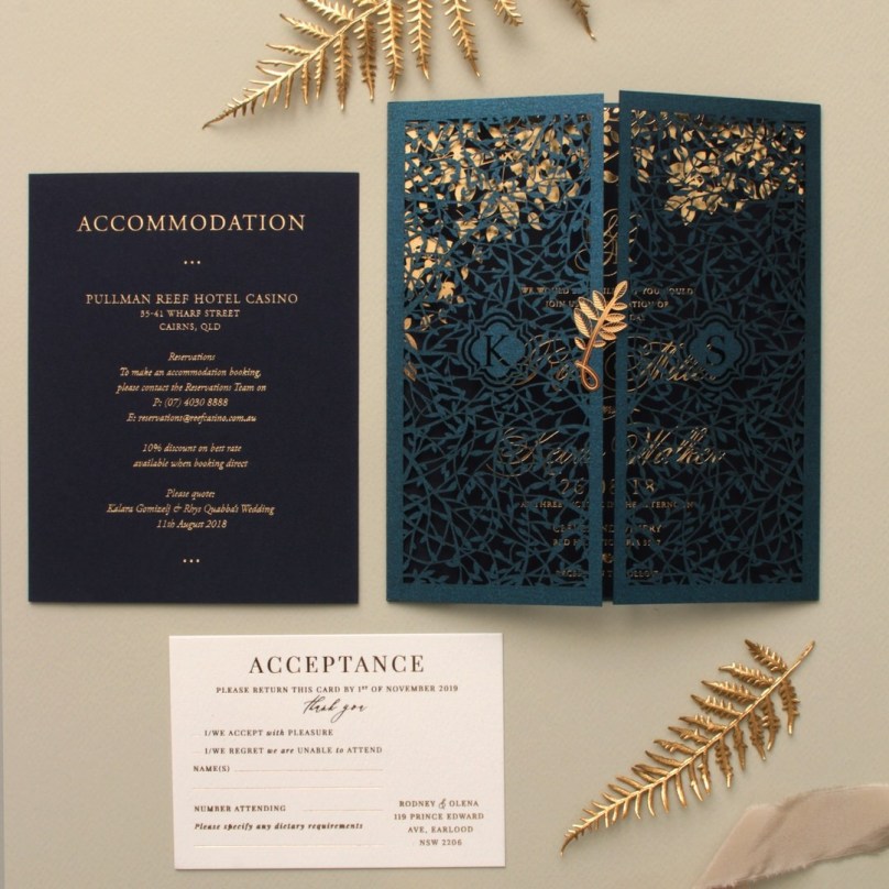 Navy Botanical Gate - Wedding Invitations - LC-BG-NV-G... - 189371
