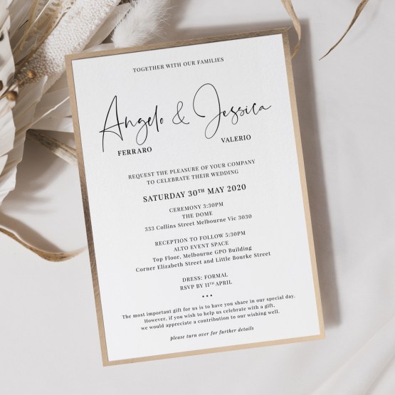 Gold Foil Wedding Invitations- Silver, Rose Gold Foil Invitations