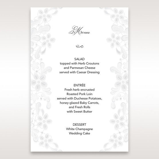 White Laser Cut Floral Wrap - Menu Cards - Wedding Stationery - 57
