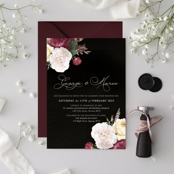 Marsala on Black - Wedding Invitations - KI300-CP-32 - 188158